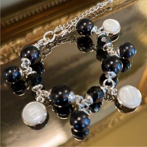 Black and White Bead Charm Bracelet